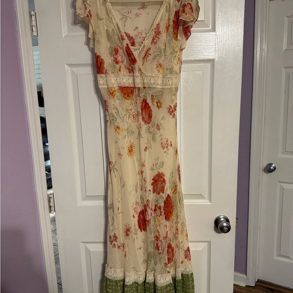 Express Floral Maxi Dress with Lace Accents